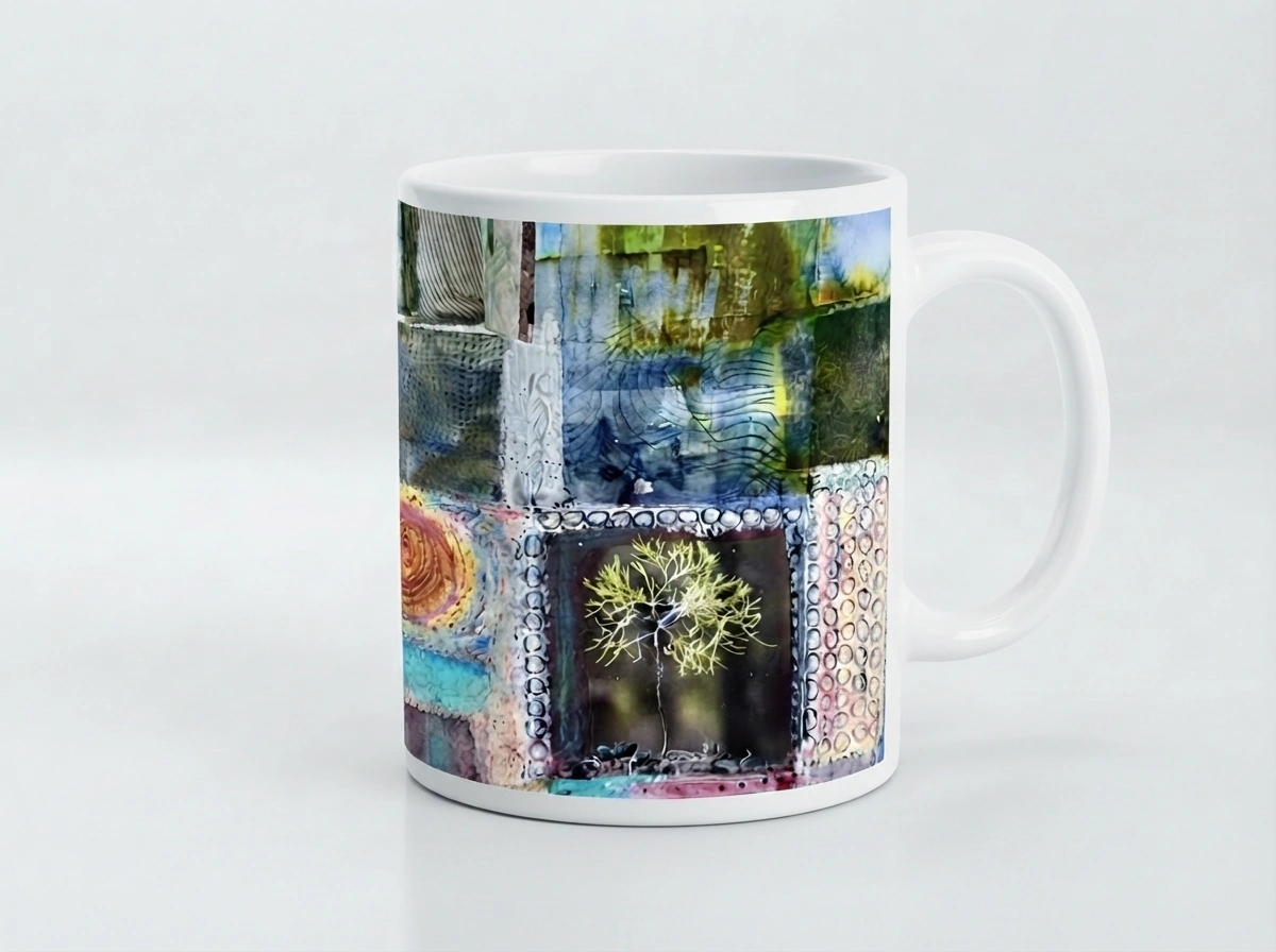 Prismatic Pulse Mug — vibrant abstract watercolor art mug